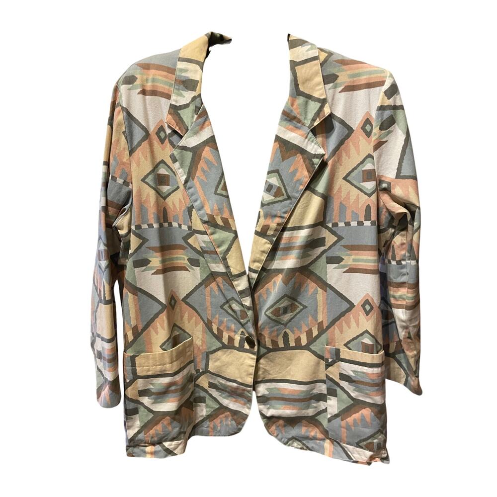 VTG Danielle B Southwestern Aztec Jacket Womens L Cotton USA Blazer rodeo